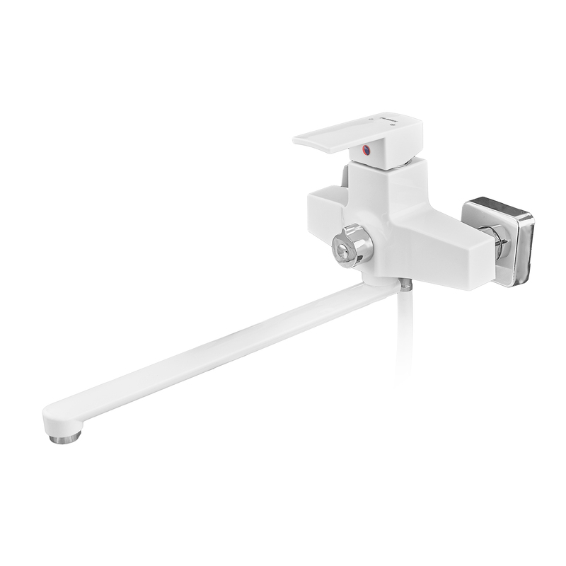 Смеситель для ванны Plamix Kubus-006 Euro Set White (со шлангом, лейкой и кронштейном) (PM0738)