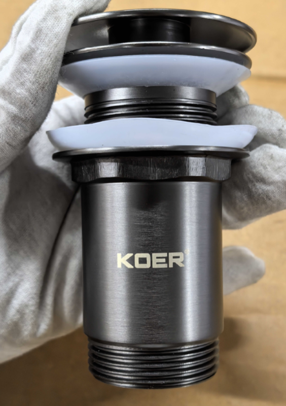 Донний клапан для раковини без переливу KOER PW-08-07 автоматичний (Click-Clack) (Колір графітовий) 1 1/4'' (KR6484)